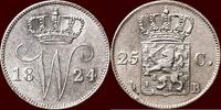 Koninkrijk der Nederlanden 25 Cents NEDERLAND (NETHERLANDS, KINGDOM) - WILLEM I, 1815-1840 - 1824, Brussel -