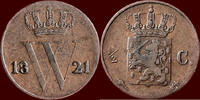 Koninkrijk der Nederlanden 1/2 Cent 1821 NEDERLAND (NETHERLANDS, KINGDOM... 80,00 EUR  Excl. 8,50 EUR Verzending