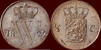 Koninkrijk der Nederlanden &frac12; Cent 1822 NEDERLAND (NETHERLANDS, KINGDOM) ... 485,00 EUR  Excl. 8,50 EUR Verzending