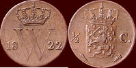 Koninkrijk der Nederlanden &frac12; Cent 1822 NEDERLAND (NETHERLANDS, KINGDOM) ... 130,00 EUR  Excl. 8,50 EUR Verzending