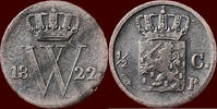 Koninkrijk der Nederlanden &frac12; Cent 1822 NEDERLAND (NETHERLANDS, KINGDOM) ... 65,00 EUR  Excl. 8,50 EUR Verzending