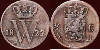Koninkrijk der Nederlanden ½ Cent NEDERLAND (NETHERLANDS, KINGDOM) - WILLEM I, 1815-1840 - 1822, Brussel -