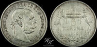 Hungary 5 KORONA 1900 Silver 5 Korona 1900 -Francis Joseph I- Hungary XF 42,00 EUR  Excl. 10,00 EUR Verzending