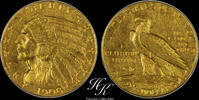 USA Gold 2.5 dollars (2 1/2 $ ) indian 1908  USA 2  Dollars 1908 AU