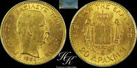 Greece 20 DRACHMAI 1884 Gold 20 Drachmai 1884 A (King George A ) PCGS MS... 850,00 EUR  Excl. 35,00 EUR Verzending