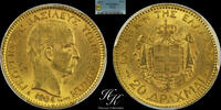 Greece 20 DRACHMAI 1884 Gold 20 Drachmai 1884 A (King George A ) PCGS MS... 1300,00 EUR  Excl. 40,00 EUR Verzending