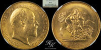 Great Britain Gold quintuple sovereign (5 pounds) 1902 NGC MS62  EDWARD VII  Great Britain 5 Pounds 1902 NGC MS 62
