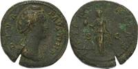 Kaiserzeit Sesterz 141, Faustina maior, Gemahlin des Antoninus Pius + 141 Prüfhieb, leicht korrodiert, VF+