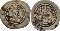 Sasaniden Drachme 533 (= Jahr 3), Khusro I. 531-579 Revers Tuscheziffer, min. Belagreste, VF+