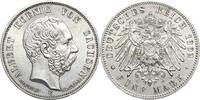 Sachsen 5 Mark 1902 Albert 1873-1902 Fast vorzüglich / vorzüglich