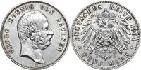 Sachsen 5 Mark 1904 Georg 1902-1904 Randfehler, VF