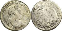 Polen 6 Gröscher 1680, Johann III. Sobieski 1676-1696 Fein zaponiert, F-VF