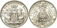Hamburg 3 Mark 1909 Kl. Randfehler, UNC-