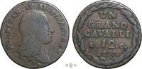 Italy grano | 12 cavalli Kingdom Naples, Ferdinand IV di Borbone (1759-1799, 1799-1806, 1815-18), very ra -