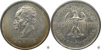 Weimarer Republik 3 Reichsmark 100. Todestag von Johann Wolfgang von Goethe -