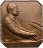 Musiker Einseitige, achteckige Bronzeplakette Grünfeld, Alfred *1852 Prag, +1924 Wien, Pianist und Komponist, Prof. am Konservatorium in Wien, österreichischer Kammervirtuose -