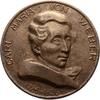 Musiker Einseitige Bronzegussmedaille Weber, Carl Maria von *1786 Eutin, +1826 London. -