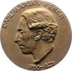 Musiker Einseitige Bronzegussmedaille Weber, Carl Maria von *1786 Eutin, +1826 London. -