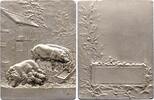 Tiere Bronzeplakette Schweine -