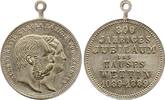 versilberte Bronzemedaille 1889 Sachsen-Albertinische Linie Albert 1873-1902. Trageöse etwas verdreht. Fast vorzüglich