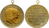 Bronzemedaille 1889 Sachsen-Albertinische Linie Albert 1873-1902. Mitgeprägte Öse. Vorderseite zweifarbig, Rückseite Reste von Versilberung. Fast...