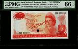 New Zealand Specimen 5 Dollars 1967 PMG 66 EPQ