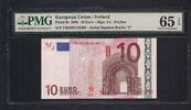 European Union Trichet. Ireland Republic. Plate KOO5F5. 10 Euro 2002 PMG 65 EPQ