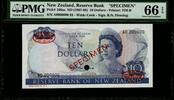 New Zealand 10 Dollars 1967 Reserve Bank of New Zealand. Specimen. PMG 6... 395,00 EUR  Excl. 15,00 EUR Verzending