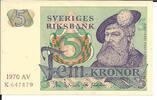 Sweden 5 Kronor Sweden 5 Kronor 1970 P#51b -