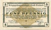 POW - Campmoney - WOI.Concentration Gross Poritsch. 5 pfenning 1916 -