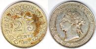 Ceylon 25 Cents 1893 ZF