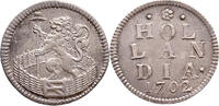 The Netherlands Duit Holland 1702 ZILVER -