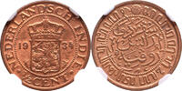 The Netherlands East Indies 1/2 cent Nederlands Indië 1934 NGC MS 64 RD -