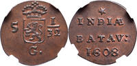 The Netherlands East Indies 1/2 duit Nederlands Indië 1808, Koninkrijk Holland onder Lodewijk Napoleon, NGC MS 63 BN -