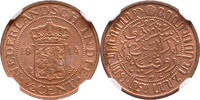 The Netherlands 1/2 cent Nederlands Indië 1914 NGC MS 65 RB -