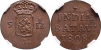 The Netherlands East Indies Duit Nederlands Indië 1808, Koninkrijk Holland onder Lodewijk Napoleon, NGC MS 63 BN -