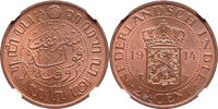 The Netherlands East Indies 2 1/2 cent Nederlands Indië 1914 NGC MS 64 RB -