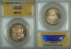 USA Half Dollar Huguenot Commemorative Silver 50c Coin ANACS MS-61 Toned -