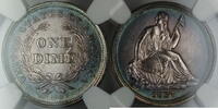 USA Dime Seated Liberty Small Date NGC UNC Details Toned Very Choice BU Coin -
