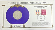 USA $1 Coin 1901-O Morgan Silver Dollar Collection-Commemorative Stamp Card -