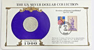 USA $1 Coin 1900-O Morgan Silver Dollar Collection-Commemorative Stamp Card -