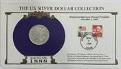 USA $1 Coin 1888-O Morgan Silver Dollar Collection-Commemorative Stamp Card -