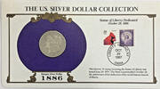 USA $1 Coin 1886-O Morgan Silver Dollar Collection-Commemorative Stamp Card -