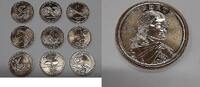 USA Dollar 2009-2017 D Native American Mint Set - 9 BU 1$ Coins in Littleton Tube -