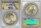 USA Dollar Peace Silver ANACS MS 60 Details Residue (C) -