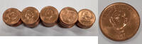 Weltmünzen 1 Senti Tonga Bronze Coins of Salote Tupou III-BU Roll of 43 Coins -