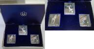 Kanada Canada Olympic Games .999 Silver 3 'Stamp' Set w/Postage Stamps in RCM OGP -