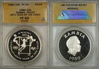 Weltmünzen Year of the Child Proof Zambia 10K Kwacha Silver Coin ANACS PF-69 DCAM -