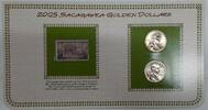 USA & D Sacagawea BU Dollars and Stamp Set on Info Card - Oregon Territory  2005 P Brilliant Uncirculated--see photos.