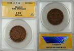 USA Large Cent 1c Coin ANACS F-12 Details Rims-Damaged -